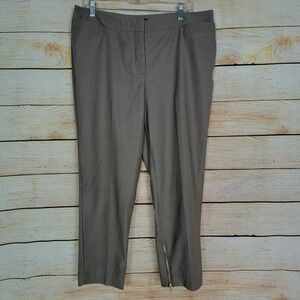 Worthington Womens Cropped Pants Size 12 Tan Hem‎ Zippers Career Trousers Work